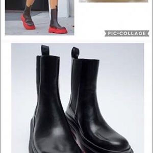 ZARA LUG RED SOLE LOW HEEL LEATHER ANKLE B…